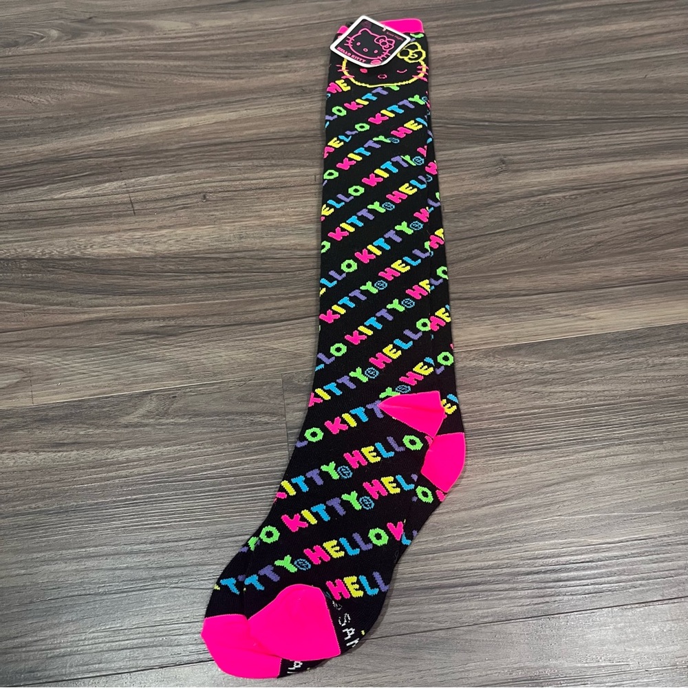 Claire's Loungefly Hello Kitty Rainbow Knee High Socks Size 9-11